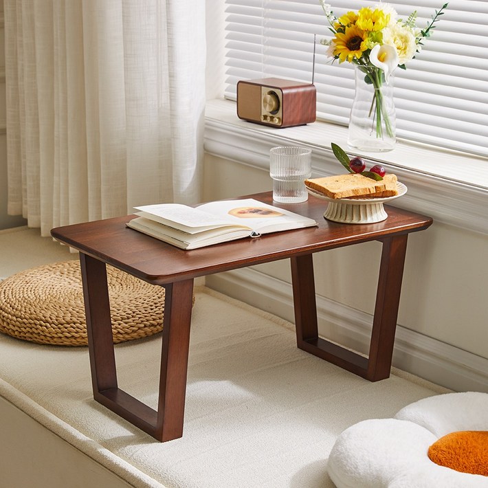 에코 소라노 레트로 스타일 고무나무 다용도 식탁 원목 티테이블