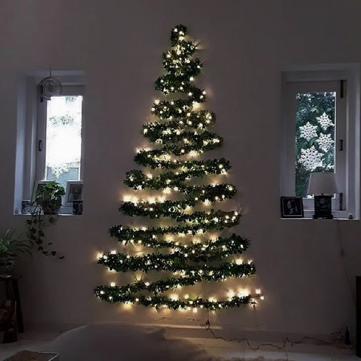 창문 전구 간편 붙이는 접이식 벽에붙이는 벽걸이 크리스마스 트리 소형 건전지 가랜드 와이어매달거나 부착하는 도구 포함 x