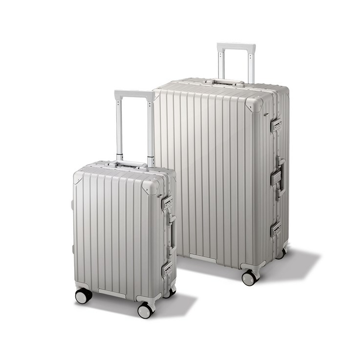 인포트 노블 캐리어 2종 세트 20인치 기내용 28인치 여행용 하드 케이스 메탈 실버