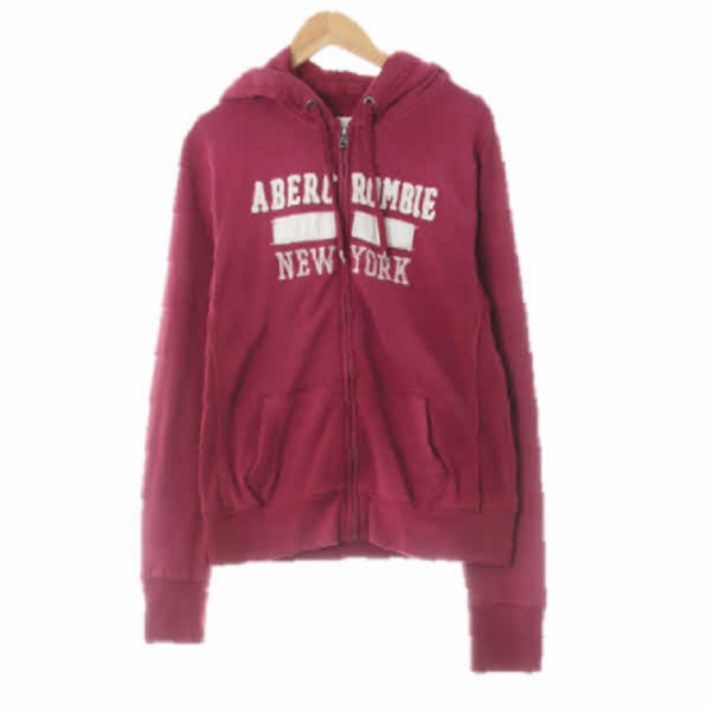 아베크롬비 4560 Abercrombie Fitch 딥퍼플레드 코튼믹스 로고레터링패치후드집업 M