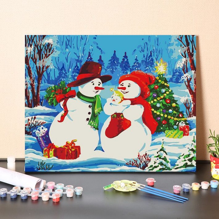 크리스마스 피포 페인팅 세계 명화 그리기 산타 트리 눈사람 유화 세트