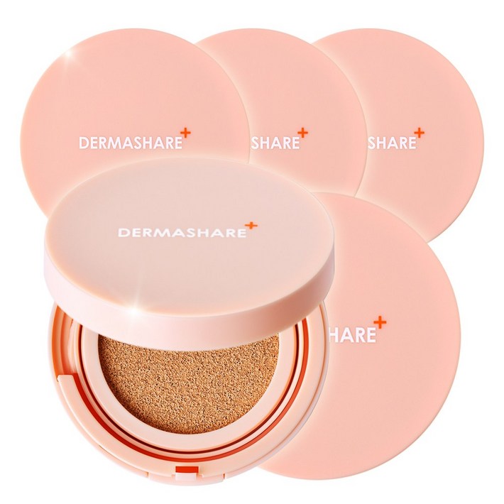 더마쉐어 광채 커버 프로폴리스 롱웨어 에센스 세럼 물광 수분 수딩 톤업 촉촉한 승무원 쿠션 팩트 15g, 5개, 21호
