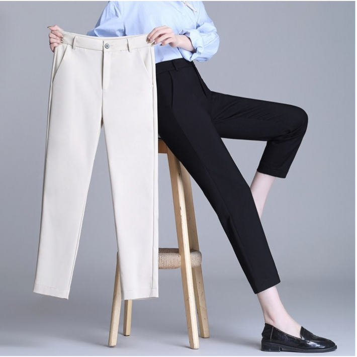 춘게엘 (S-5XL) 여성 빅사이즈 사계절 정장바지  9부 스판바지 편한팬츠 dng012-214