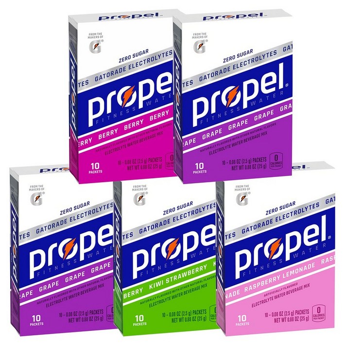 Propel Powder Packets 4 Flavor Variety Pack With Electrolytes, Vitamins and No Sugar 10 Count (Pac