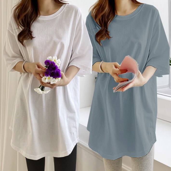 투율 여성 빅사이즈 긴팔 7부 레이어드 제리롱티 1p1p