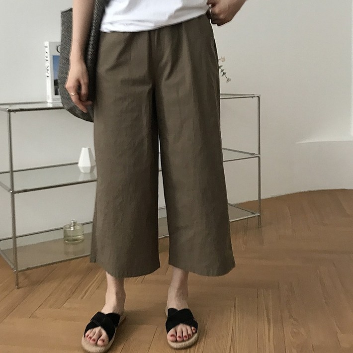 럭키제이 8부 와이드 밴딩 팬츠 여름 바지 여성용