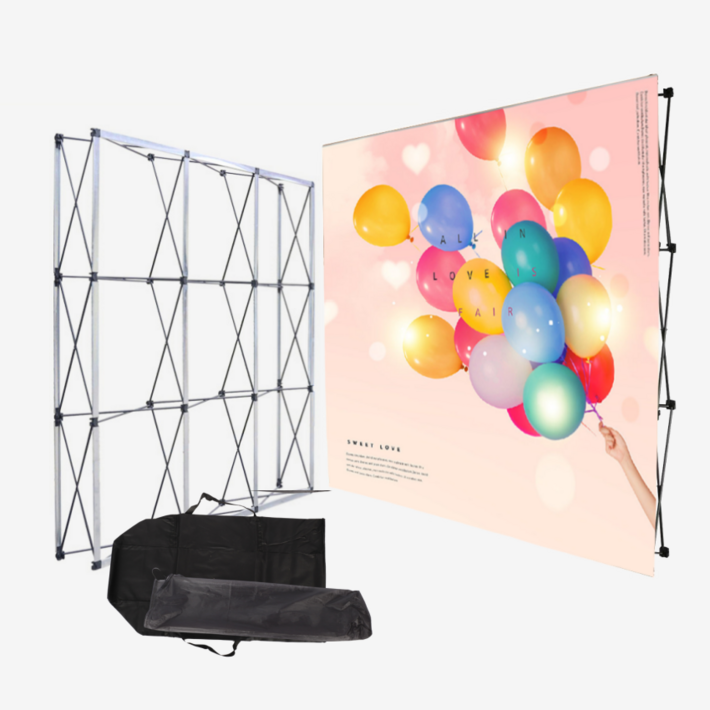 GAPINO 대형 포토월 철제 접이식 현수막 거치대 휴대가능 포토존 230x230cm