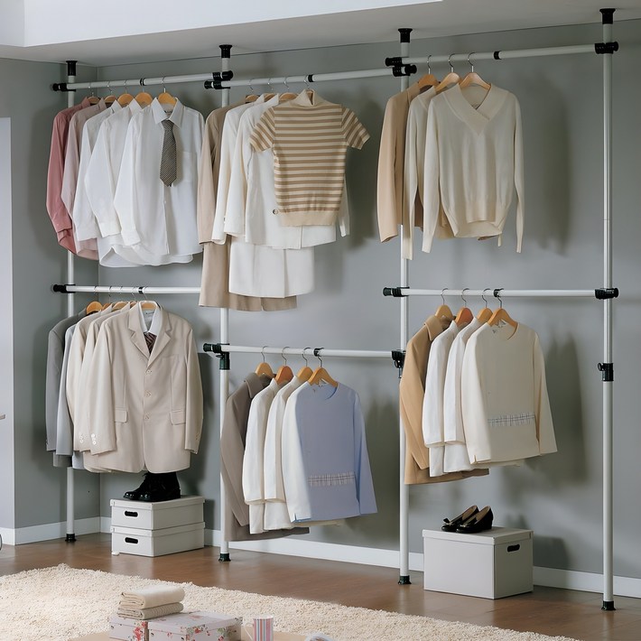 가화홈시스 수납 6단옷걸이 대용량 수납행거 NLB4600