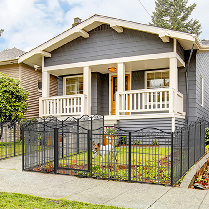 Bingopaw 강아지 실내외 대형 철제 울타리 펜스 8p, 블랙 190*63*80cm