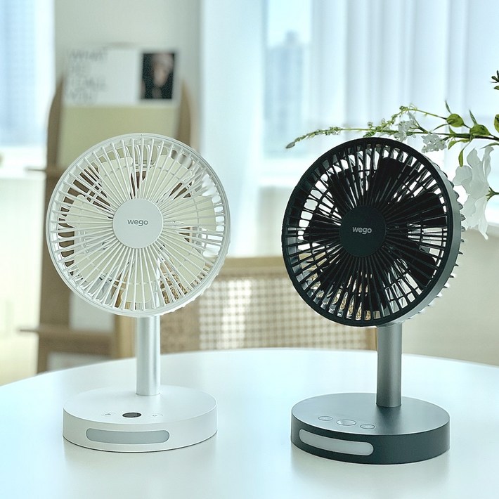 WEGO 엔플러스 저소음 무드등 탁상용 선풍기, 차콜블랙