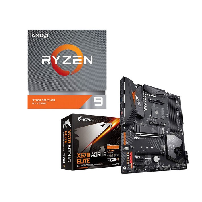 GIGABYTE AORUS ELITE X570 메인보드  AMD Ryzen 9 3900X CPU 번들