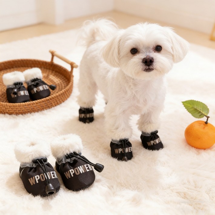 재고 정리 세일강아지 겨울 방한 눈길 부츠 부드러운 바닥 논슬립 신발 외출 방오 털 신발 애견 발보호