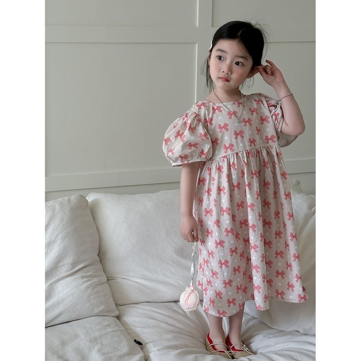 블루시엘 여아용 여름 볼륨 퍼프 리본 원피스 블루시엘 여아용 여름 볼륨 퍼프 리본 원피스