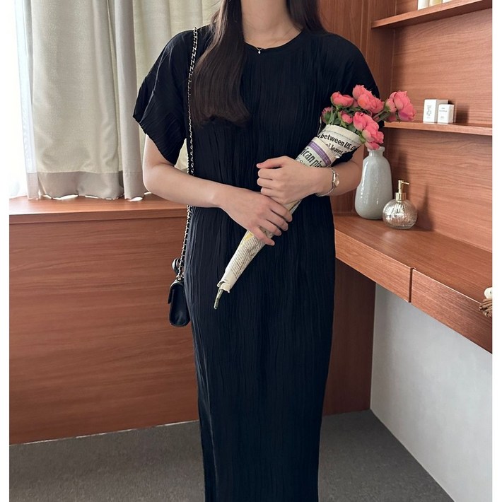 바이위시 여름 플리츠 주름 링클 프릴소매 빅사이즈 롱 원피스 바이위시 여름 플리츠 주름 링클 프릴소매 빅사이즈 롱 원피스