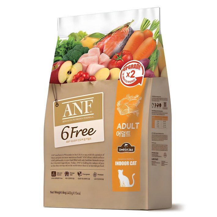 ANF 식스프리 인도어 캣 기능성 사료, 어덜트, 6kg, 1개 ANF 식스프리 인도어 캣 기능성 사료, 어덜트, 6kg, 1개