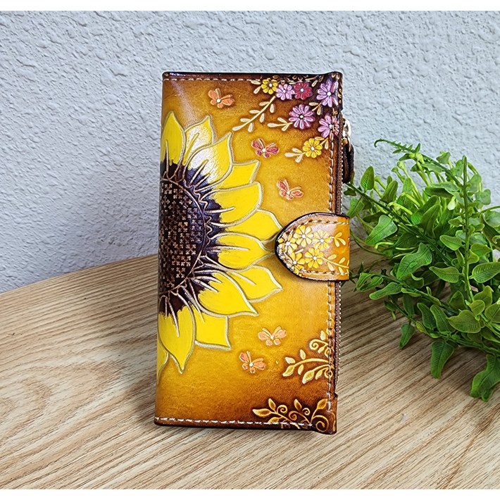 엄마선물/통가죽 수제폰케이스/큰해바라기 YB165옆지퍼형/s24/전기종슬라이드/갤럭시S25울트라/카드빠짐방지고리/오만원수납/기종별딱맞게주문제작가능/선물 폰케이스/부모님폰/어머님선물