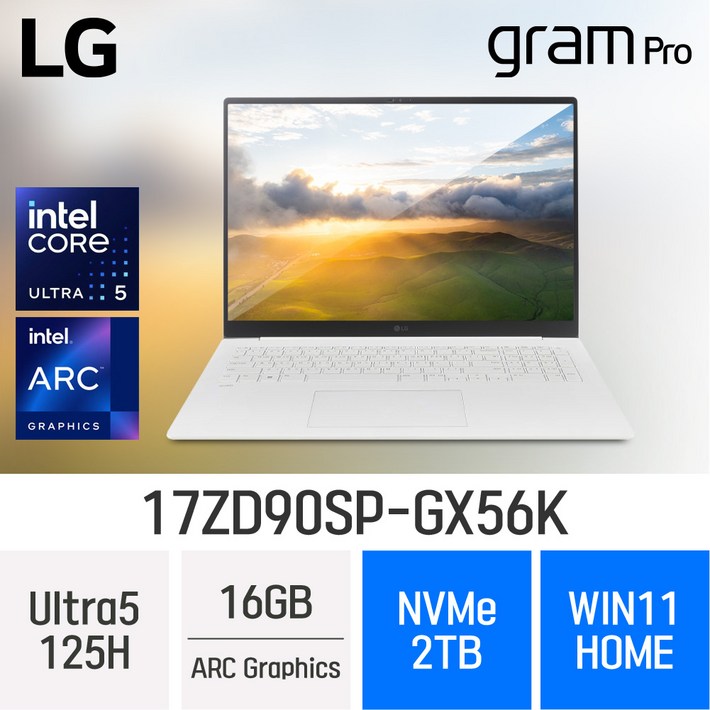 당일출고 2024 LG 그램17 프로 17ZD90SPGX56K  최신형 초경량 고성능 노트북, 17ZD90SPGX56K, WIN11 Home, 16GB, 2TB, 화이트
