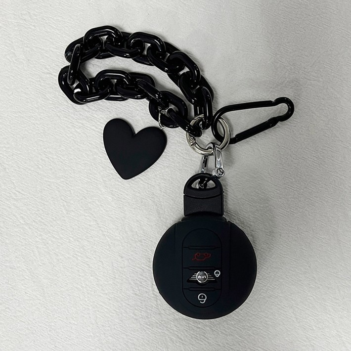 미니쿠페 미니쿠퍼 차키 열쇠 케이스 하트키링 하트 차열쇠고리 인스 미니x블랙 자동차키홀더