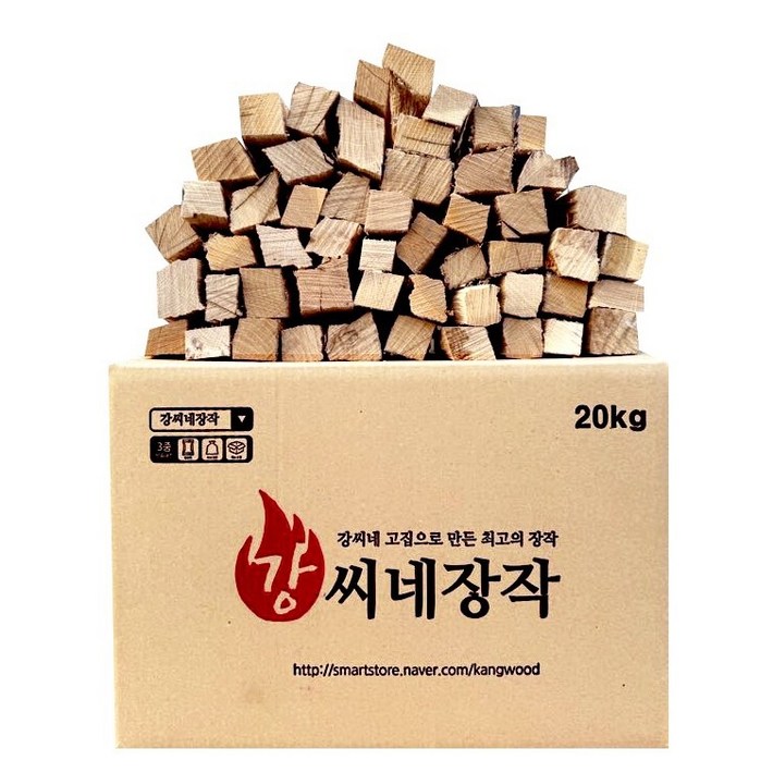 강씨네장작 3중방습 국산 참나무 3차건조 캠핑장작 20kg