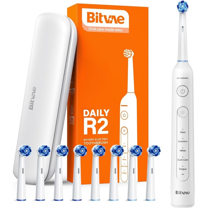 비트베이 R2 회전전동칫솔 스마트압력센서 칫솔모8개 휴대용케이스 포함 Bitvae Amazon 베스트 모델