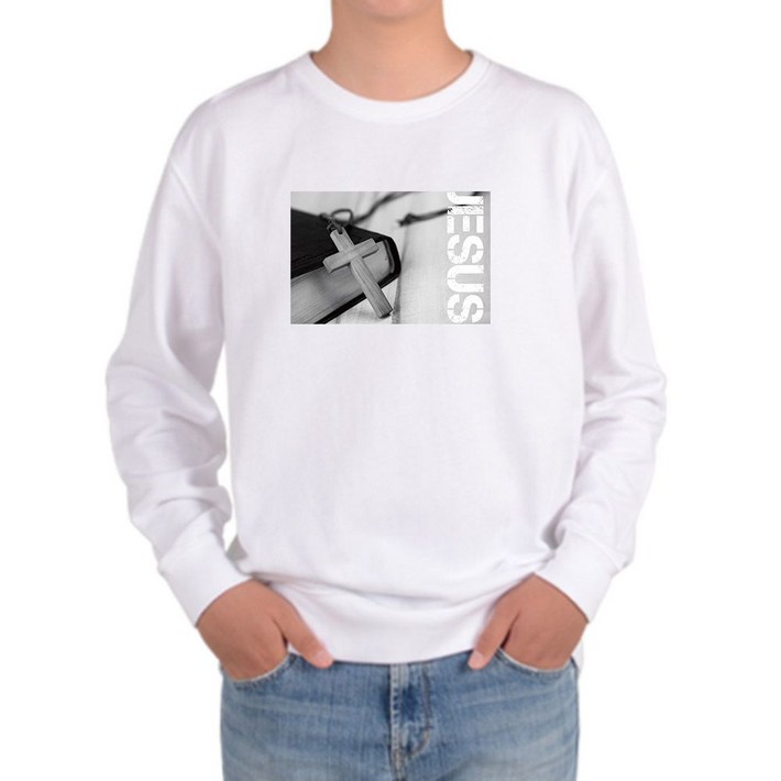 와이제이의 맨투맨 전사이즈 예수 십자가 종교 하느님 디자인 enc0463PO