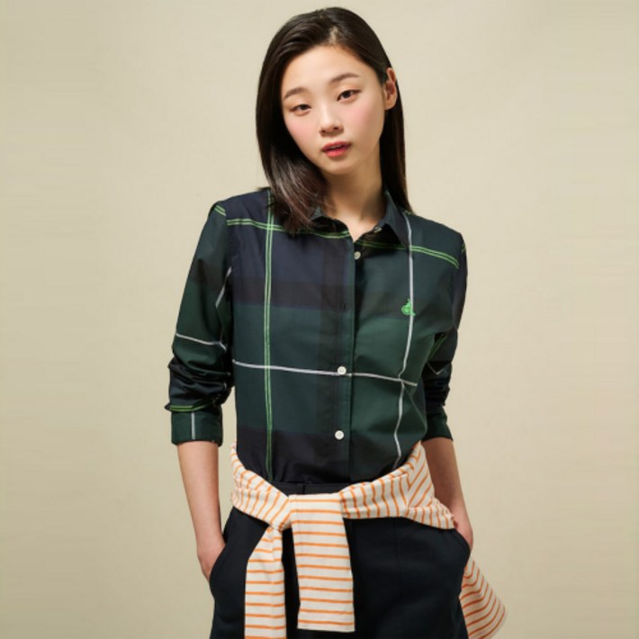 매장정품 빈폴 BEANPOLE LADIES [Essential] 헤릿 체크 레귤러핏 셔츠 네이비 (BF5264E01R) BF5264E01R 87051