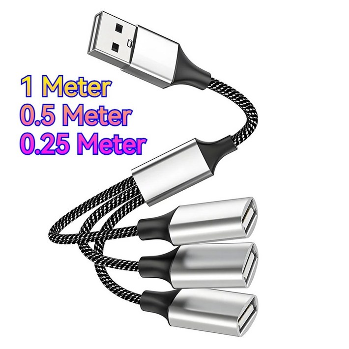 3in1 USB 분배기 허브 동시 3 장치 지원 빠른 데이터 전송 충전 컴퓨터 노트북 차량용 1m 0 5m 25m 길이
