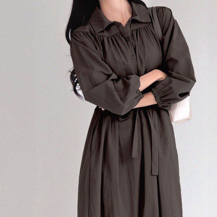 MUMUM 넉넉한 빅사이즈 롱 원피스 가을 봄 간절기 긴팔원피스 5XL까지