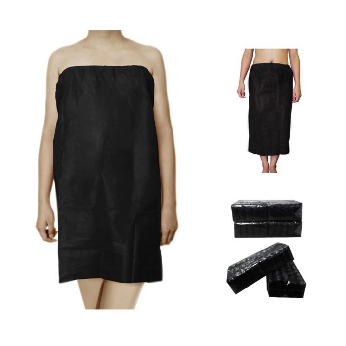 코부 부직포 일회용 가운 왁싱 마사지 가운 치마 개별포장, 50개, 블랙