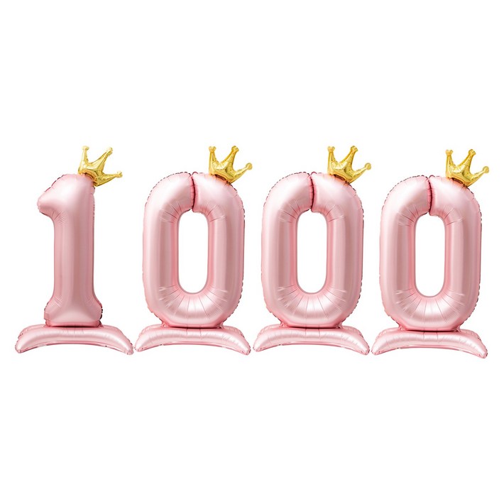 쏙쏙마켓 대형 스탠딩 숫자 은박 풍선 생일파티 라이트 핑크, 1개, 숫자 1000