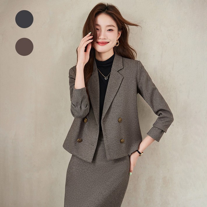 Titikong 여성 투피스 상하세트 모직 코트치마 정장 직장인 오피스룩 수트