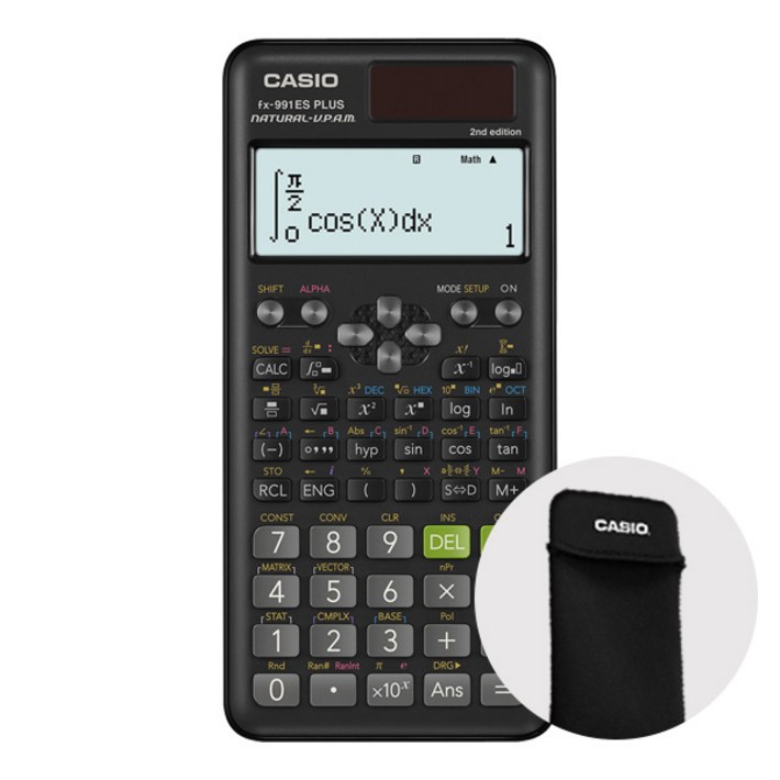 카시오 공학용 계산기 FX991ES PLUS 2계산기 파우치 세트, 블랙파우치