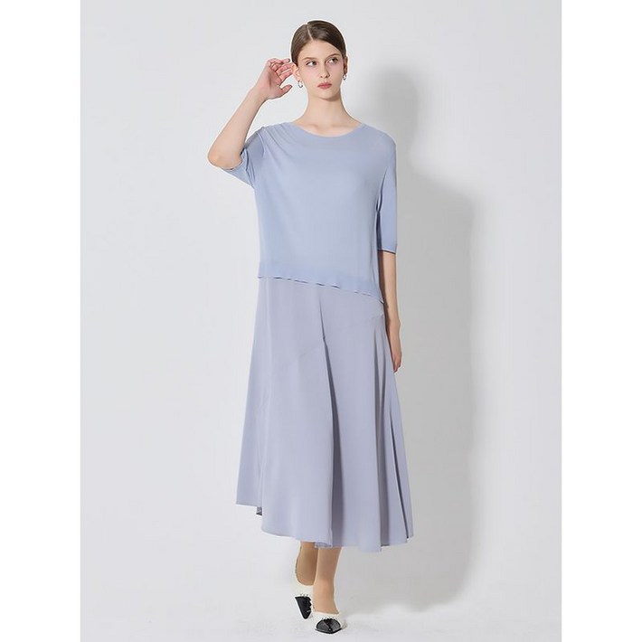 오조크 사틴소재믹스 니트원피스  택가격  129000원