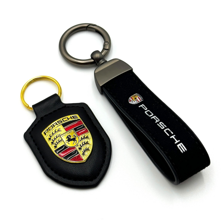 포르쉐 방패 키링  키체인 선물세트 최고급 가죽 소재 키홀더 차량용품 악세사리, 블랙