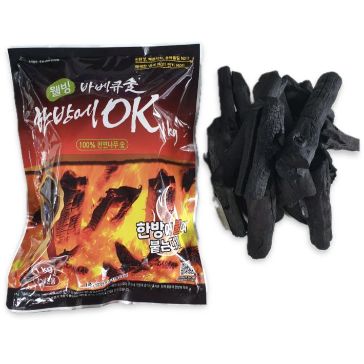 한방에OK 간편점화 착화숯 캠핑 숯불 바베큐 구이용 번개탄 대용, 1kg, 1개