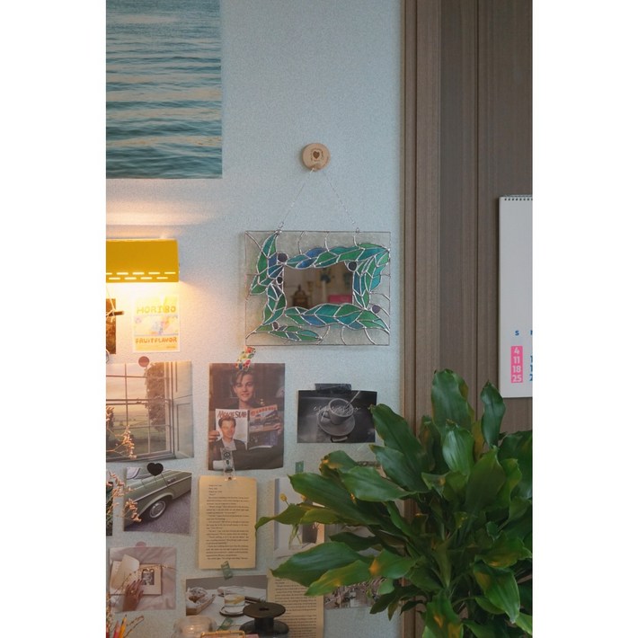 스테인드글라스 올리브 거울 벽걸이거울 예쁜거울 유니크