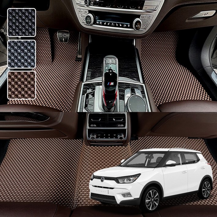 티볼리 전용 3D 엠보싱 차세대 고무매트 1열2열 세트, 블랙, 318티볼리