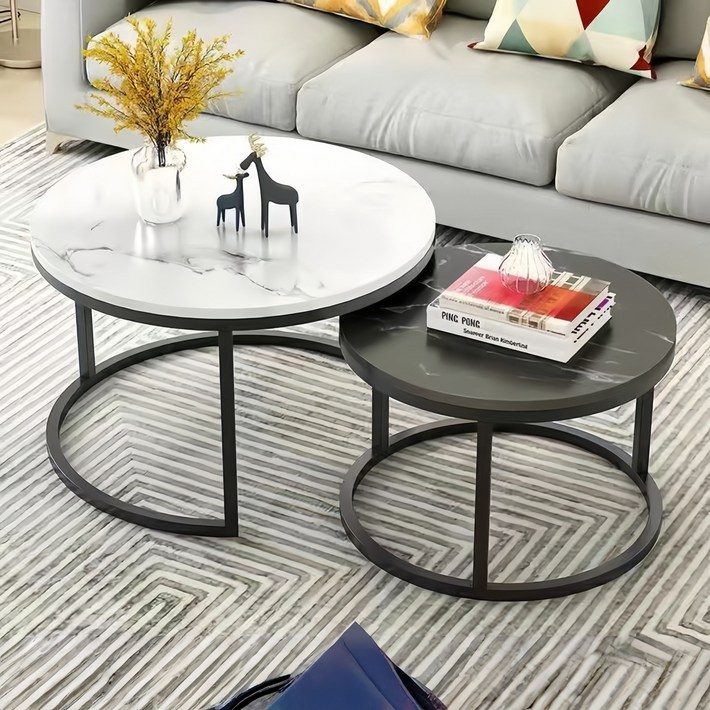 몬테리아 거실테이블 원형 테이블 7050cm 대리석 표면 원형 거실 커피 테이블 G518077