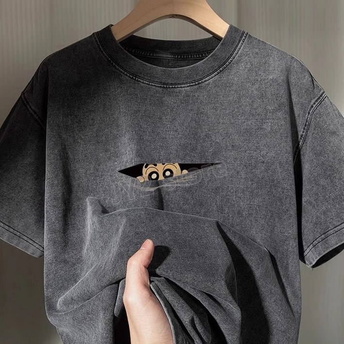 귀여운 짱구 반팔 티셔츠 크레용 신짱 루즈핏 오버핏 커플티 순면 남녀공용 캐릭터 콜라보