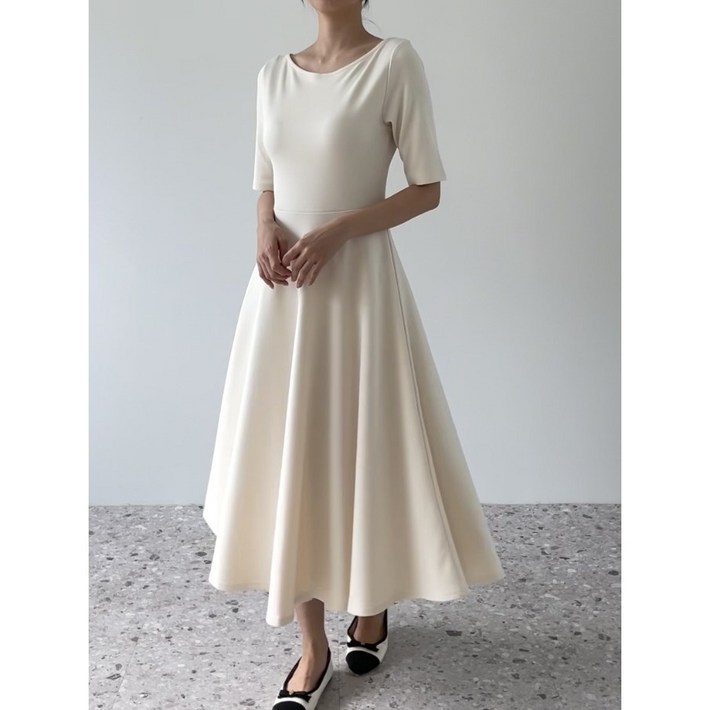 자체제작보트넥 퍼프 하객룩 격식룩 브라이덜샤워 돌잔치 봄 여성 원피스