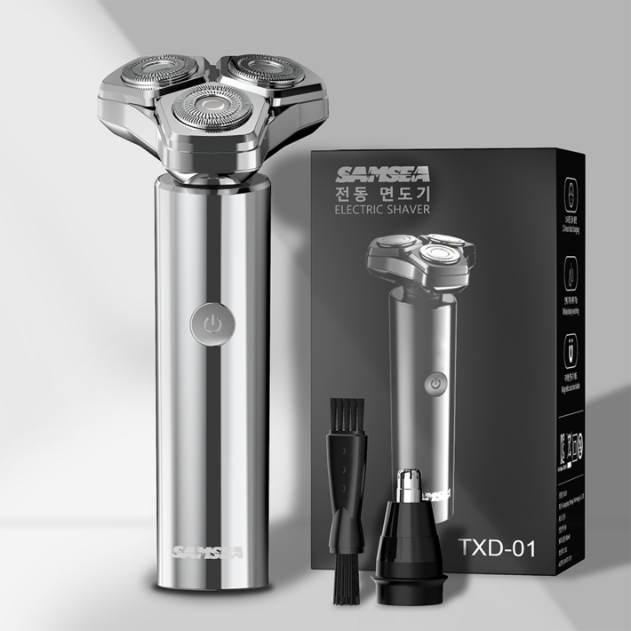SAMSEA 360도 전기면도기, IPX7 완벽방수 전동면도기,휴대용 2in1 면도기, 실버 SAMSEA 360도 전기면도기, IPX7 완벽방수 전동면도기,휴대용 2in1 면도기, 실버