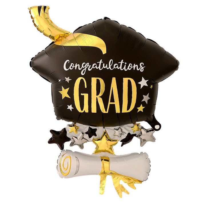 파티짱 졸업 축하 파티 학사모 글자 호일 은박 풍선, 졸업 모자 디플로마 (라지) 3