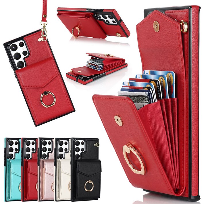 우꾸모 갤럭시 S22 S22플러스 S22울트라 갤 S22 카드 수납 포켓 핑거 링 스트랩 케이스 핸드폰케이스 AC1691