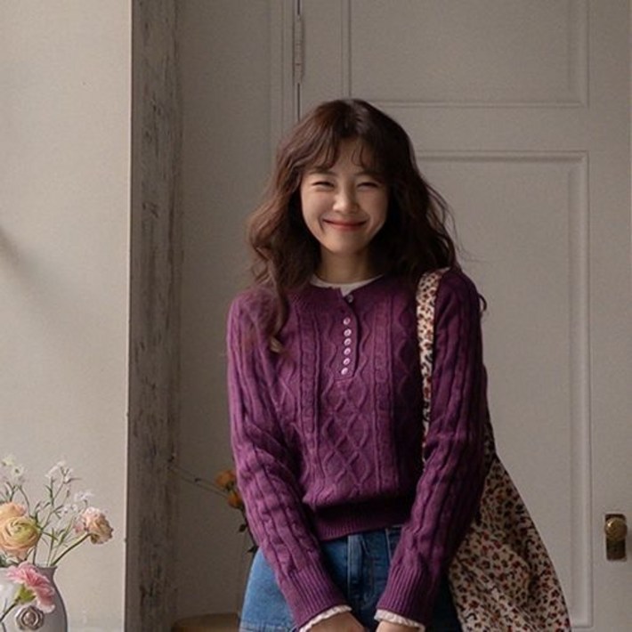 리린.레버린 감각적인 케이블 반오픈 니트