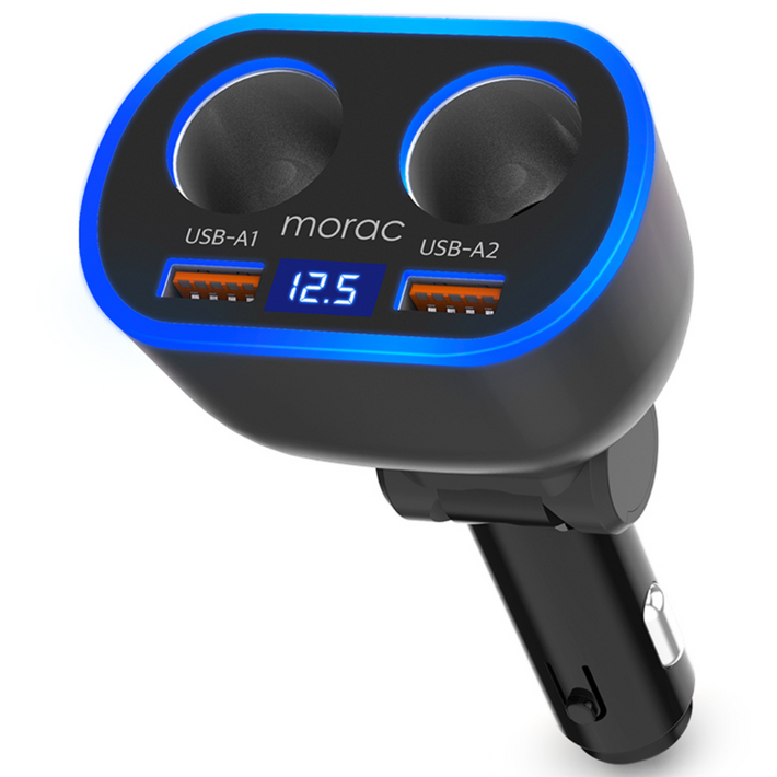 모락 네다 D4 시거잭 2소켓 USB 2포트 차량용 고속 충전기
