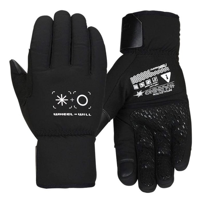 NSR 클럽 인슐레이티드 패딩 장갑 한겨울용 방한 방풍 자전거 패딩 장갑, 블랙, 1개
