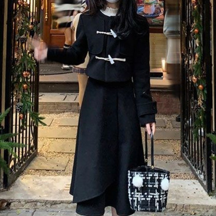 COSYEVNO 여성 정장 세트 겨울 신상 스커트 분위기 캐주얼 고급 투피스 BCXnstz6