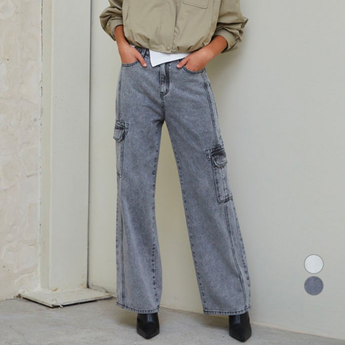 에고이스트 여성용 워시드 논 스판 워크 데님 팬츠 ER3BO801