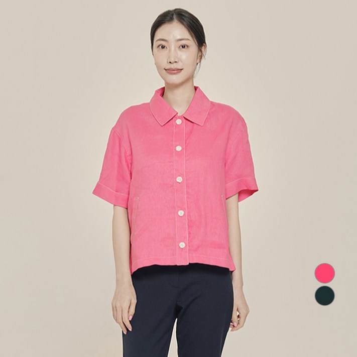 올리비아하슬러 여성용 원스티치 라인 마 반팔셔츠 OHCMBL209