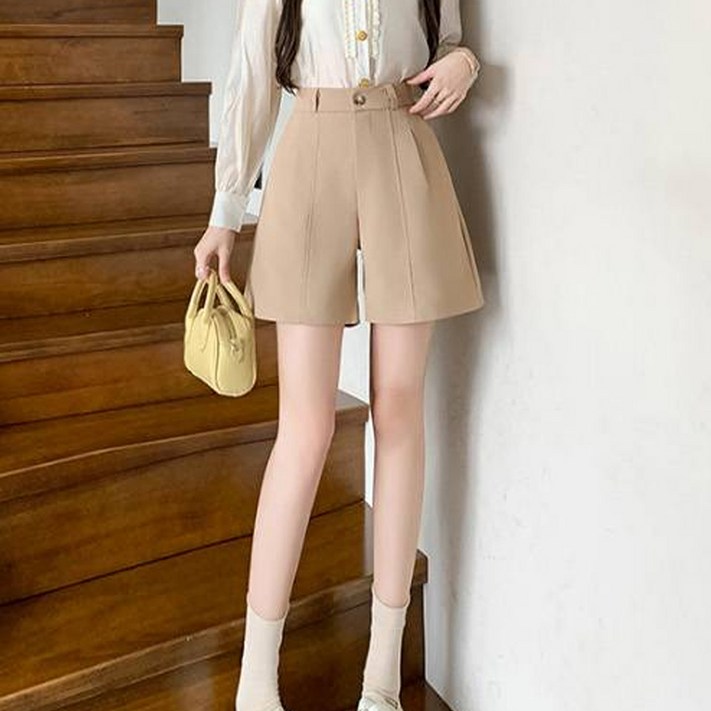 메이첼 여성용 깔끔한 핏감 포켓 여름 세미 정장 반바지 13113